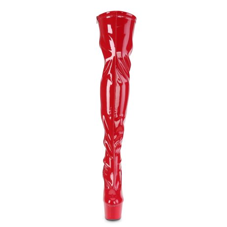 Pleaser ADORE-3000 ADO3000/R/M Stivali Sopra il Ginocchio  Tacco Altissimo 17 Plateau 7.0 Rosso ADO3000/R/M