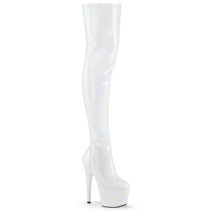 Pleaser ADORE-3000HWR ADO3000HWR/WHG/M Stivali Sopra il Ginocchio  Tacco Altissimo 17 Plateau 7.0 Bianco Ologramma ADO3000HWR/WHG/M