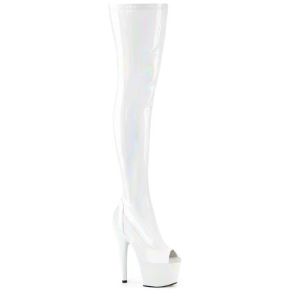 Pleaser ADORE-3011HWR ADO3011HWR/WHG/M Stivali Donna  Tacco Altissimo 17 Plateau 7.0 Bianco Ologramma ADO3011HWR/WHG/M