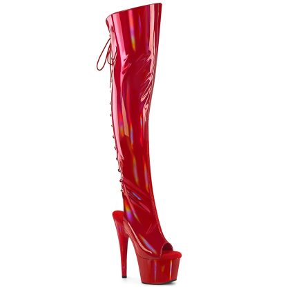 Pleaser ADORE-3019HWR ADO3019HWR/RHG/M Stivali Donna  Tacco Altissimo 17 Plateau 7.0 Rosso Ologramma ADO3019HWR/RHG/M