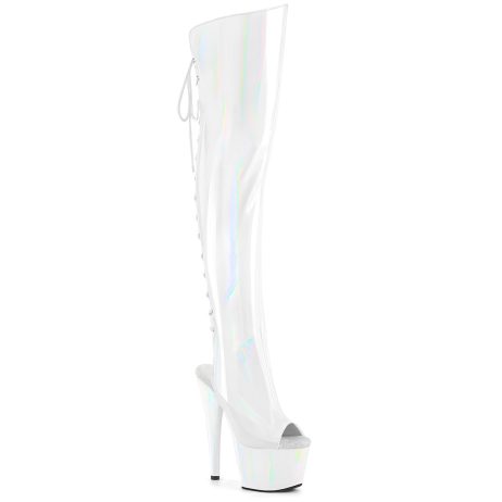 Pleaser ADORE-3019HWR ADO3019HWR/WHG/M Stivali Donna  Tacco Altissimo 17 Plateau 7.0 Bianco Ologramma ADO3019HWR/WHG/M