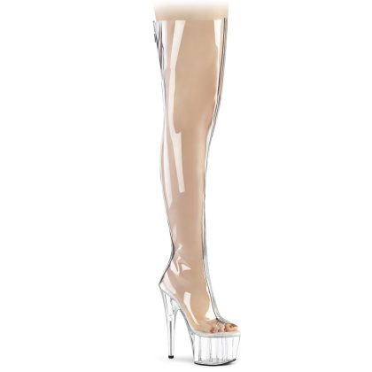 Pleaser ADORE-3021 ADO3021/CTPU-SM/C Stivali Donna  Tacco Altissimo 17 Plateau 7.0 Argento ADO3021/CTPU-SM/C