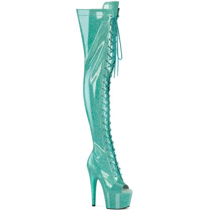 Pleaser ADORE-3021GP ADO3021GP/AQG/M Stivali Sopra il Ginocchio  Tacco Altissimo 17 Plateau 7.0  ADO3021GP/AQG/M