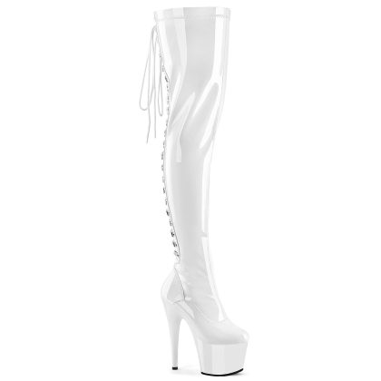 Pleaser ADORE-3063 ADO3063/W/M Stivali Sopra il Ginocchio  Tacco Altissimo 17 Plateau 7.0 Bianco ADO3063/W/M