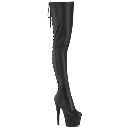 Pleaser ADORE-3850 ADO3850/BPU/M Stivali Sopra il Ginocchio  Tacco Altissimo 17 Plateau 7.0 Nero ADO3850/BPU/M