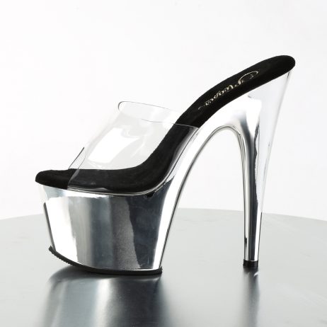 Pleaser ADORE-701 ADO701/C/SCH Sabot Donna  Tacco Altissimo 17 Plateau 7.0 Argento ADO701/C/SCH