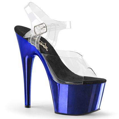 Pleaser ADORE-708 ADO708/C/BLCH Sandali con Cinturino  Tacco Altissimo 17 Plateau 7.0 Blu ADO708/C/BLCH