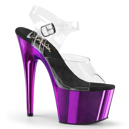 Pleaser ADORE-708 ADO708/C/PPCH Sandali con Cinturino  Tacco Altissimo 17 Plateau 7.0 Viola ADO708/C/PPCH