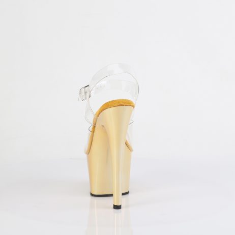 Pleaser ADORE-708LQ ADO708LQ/C/LQGHG Sandali con Cinturino  Tacco Altissimo 17 Plateau 7.0 Oro ADO708LQ/C/LQGHG