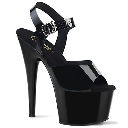 Pleaser ADORE-708N ADO708N/BTPU/M Sandali con Cinturino  Tacco Altissimo 17 Plateau 7.0 Nero ADO708N/BTPU/M