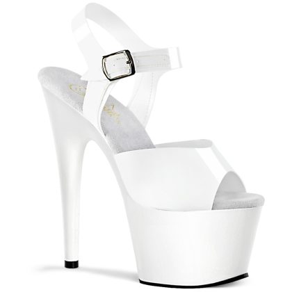 Pleaser ADORE-708N ADO708N/WTPU/M Sandali con Cinturino  Tacco Altissimo 17 Plateau 7.0 Bianco ADO708N/WTPU/M