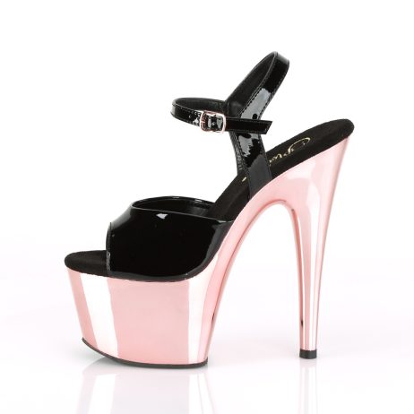 Pleaser ADORE-709 ADO709/B/ROGLDCH Sandali con Cinturino  Tacco Altissimo 17 Plateau 7.0 Nero ADO709/B/ROGLDCH