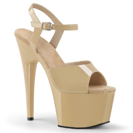 Pleaser ADORE-709 ADO709/CR/M Sandali con Cinturino  Tacco Altissimo 17 Plateau 7.0 Beige ADO709/CR/M