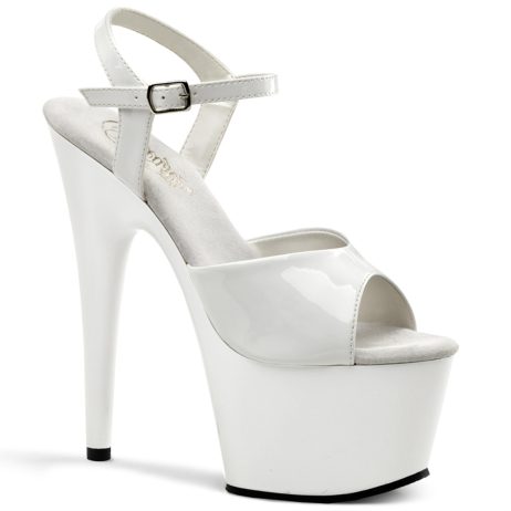 Pleaser ADORE-709 ADO709/W/M Sandali con Cinturino  Tacco Altissimo 17 Plateau 7.0 Bianco ADO709/W/M