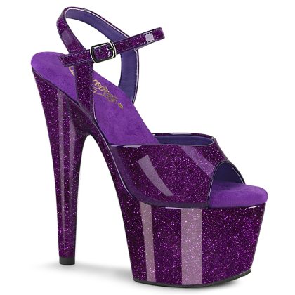 Pleaser ADORE-709GP ADO709GP/PPG/M Sandali con Cinturino  Tacco Altissimo 17 Plateau 7.0 Viola Glitter ADO709GP/PPG/M