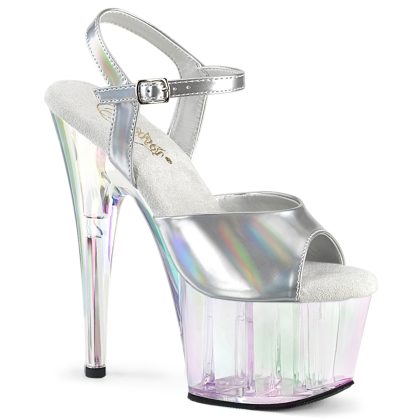 Pleaser ADORE-709HT ADO709HT/SHG/HGT Sandali con Cinturino  Tacco Altissimo 17 Plateau 7.0 Argento ADO709HT/SHG/HGT