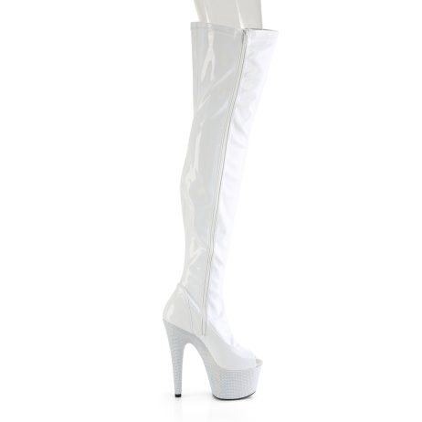 Pleaser BEJEWELED-3011-7 BEJ3011-7/WHG/WRS Stivali Sopra il Ginocchio  Tacco Altissimo 17 Plateau 7.0 Bianco BEJ3011-7/WHG/WRS