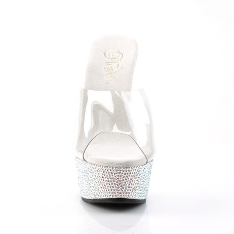 Pleaser BEJEWELED-601DM BEJ601DM/C/SMCRS Sabot Donna  Tacco Altissimo 15 Plateau 4.5 Argento con Strass BEJ601DM/C/SMCRS