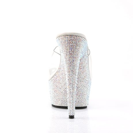 Pleaser BEJEWELED-601DM BEJ601DM/C/SMCRS Sabot Donna  Tacco Altissimo 15 Plateau 4.5 Argento con Strass BEJ601DM/C/SMCRS