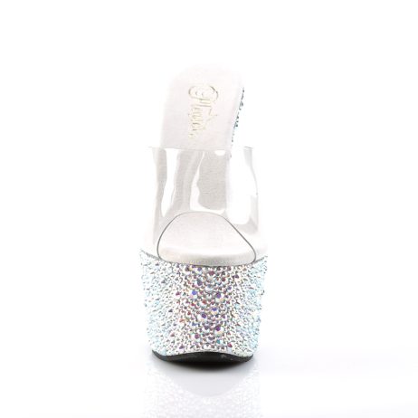 Pleaser BEJEWELED-701MS BEJ701MS/C/SRS Sabot Donna  Tacco Altissimo 17 Plateau 7.0 Argento con Strass BEJ701MS/C/SRS