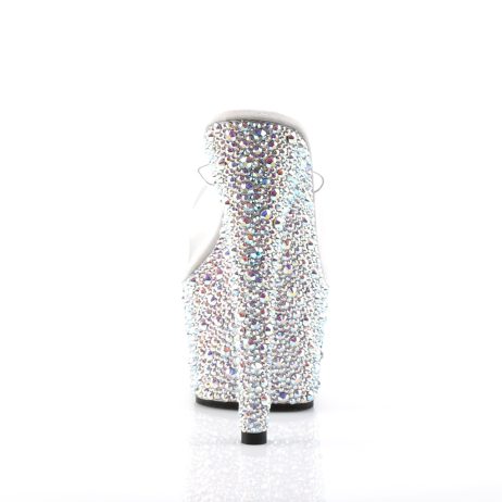 Pleaser BEJEWELED-701MS BEJ701MS/C/SRS Sabot Donna  Tacco Altissimo 17 Plateau 7.0 Argento con Strass BEJ701MS/C/SRS