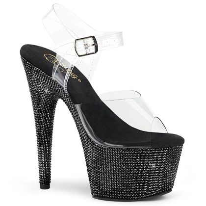 Pleaser BEJEWELED-708DM BEJ708DM/C/BRS Sandali con Cinturino  Tacco Altissimo 17 Plateau 7.0 Nero BEJ708DM/C/BRS