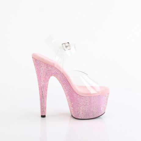 Pleaser BEJEWELED-708RRS BEJ708RRS/C/BPRS Sandali con Cinturino  Tacco Altissimo 17 Plateau 7.0 Trasparente BEJ708RRS/C/BPRS