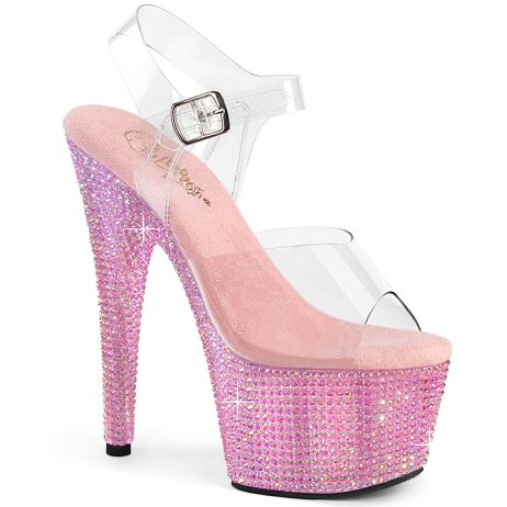 Pleaser BEJEWELED-708RRS BEJ708RRS/C/BPRS Sandali con Cinturino  Tacco Altissimo 17 Plateau 7.0 Trasparente BEJ708RRS/C/BPRS