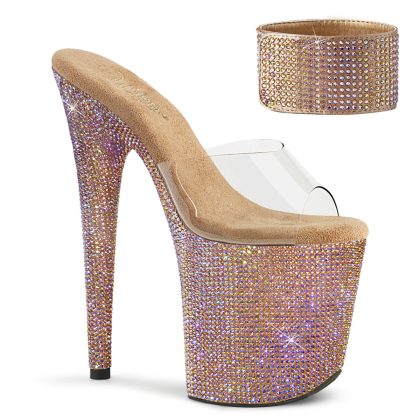 Pleaser BEJEWELED-812RS BEJ812RS/C/ROGLDRS Sabot Donna  Tacco Altissimo 20 Plateau 10.0 Oro BEJ812RS/C/ROGLDRS