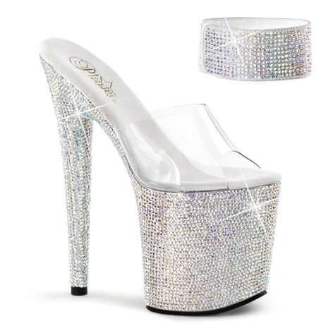 Pleaser BEJEWELED-812RS BEJ812RS/C/SMCRS Sabot Donna  Tacco Altissimo 20 Plateau 10.2 Argento con Strass BEJ812RS/C/SMCRS