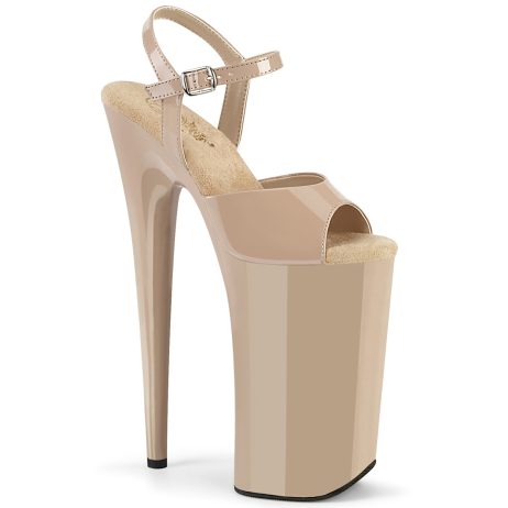 Pleaser BEYOND-009 BEY009/ND/M Sandali con Cinturino  Tacco Altissimo 25 Plateau 16.0 Beige BEY009/ND/M