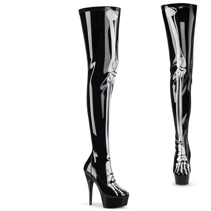 Pleaser DELIGHT-3000BONE DEL3000BONE/B/M Stivali Sopra il Ginocchio  Tacco Altissimo 15 Plateau 4.5  Nero DEL3000BONE/B/M