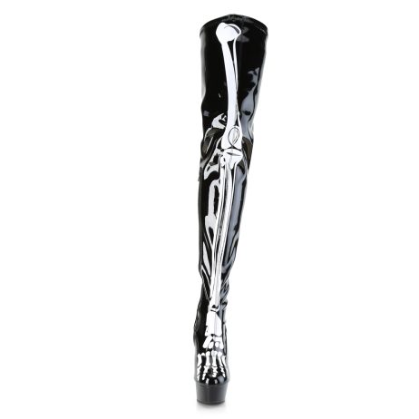 Pleaser DELIGHT-3000BONE DEL3000BONE/B/M Stivali Sopra il Ginocchio  Tacco Altissimo 15 Plateau 4.5  Nero DEL3000BONE/B/M