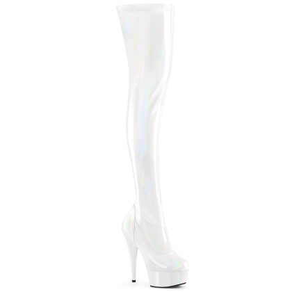 Pleaser DELIGHT-3000HWR DEL3000HWR/WHG/M Stivali Sopra il Ginocchio  Tacco Altissimo 15 Plateau 4.5 Bianco DEL3000HWR/WHG/M