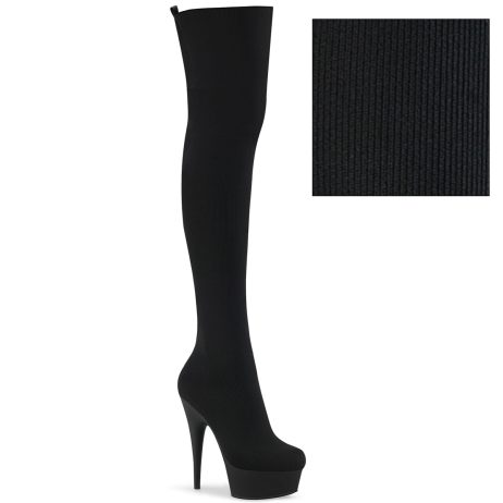 Pleaser DELIGHT-3002-1 DEL3002-1/BFA/M Stivali Sopra il Ginocchio  Tacco Altissimo 15 Plateau 4.5 Nero DEL3002-1/BFA/M