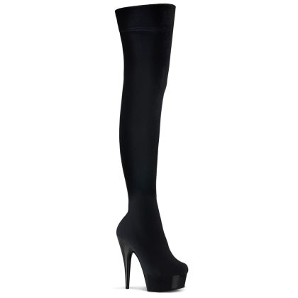 Pleaser DELIGHT-3002 DEL3002/B/VEL Stivali Donna  Tacco Altissimo 15 Plateau 4.5 Velluto Nero DEL3002/B/VEL