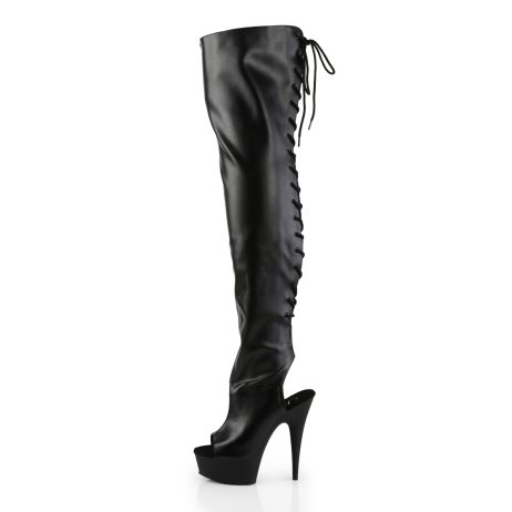 Pleaser DELIGHT-3017 DEL3017/B/PU Stivali Donna  Tacco Altissimo 15 Plateau 4.5 Nero DEL3017/B/PU