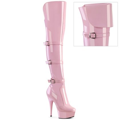 Pleaser DELIGHT-3018 DEL3018/BP/M Stivali Donna  Tacco Altissimo 15 Plateau 4.5 Rosa DEL3018/BP/M