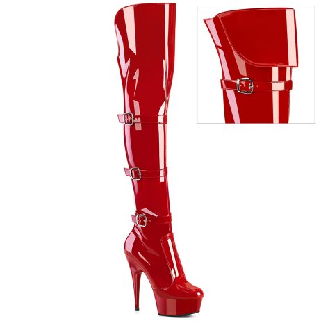 Pleaser DELIGHT-3018 DEL3018/R/M Stivali Donna  Tacco Altissimo 15 Plateau 4.5 Rosso DEL3018/R/M