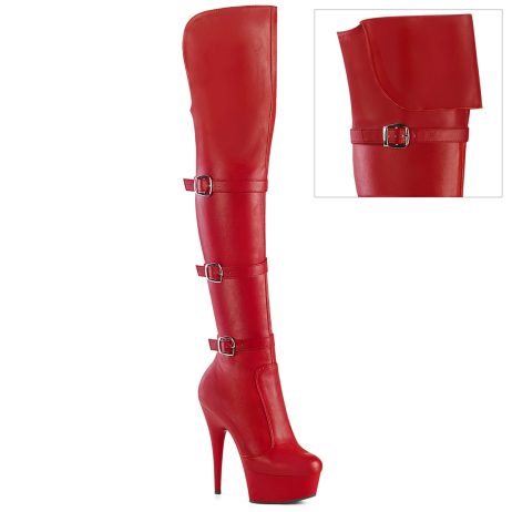 Pleaser DELIGHT-3018 DEL3018/RPU/M Stivali Donna  Tacco Altissimo 15 Plateau 4.5 Rosso DEL3018/RPU/M