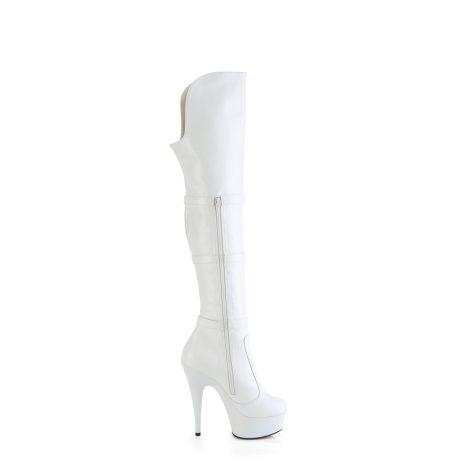 Pleaser DELIGHT-3018 DEL3018/WPU/M Stivali Donna  Tacco Altissimo 15 Plateau 4.5 Bianco DEL3018/WPU/M