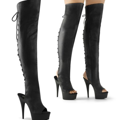 Pleaser DELIGHT-3019 DEL3019/B/PU Stivali Donna  Tacco Altissimo 15 Plateau 4.5 Nero DEL3019/B/PU