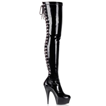 Pleaser DELIGHT-3063 DEL3063/B/M Stivali Sopra il Ginocchio  Tacco Altissimo 15 Plateau 4.5 Nero DEL3063/B/M