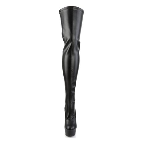 Pleaser DELIGHT-3063 DEL3063/B/PU Stivali Sopra il Ginocchio  Tacco Altissimo 15 Plateau 4.5 Nero DEL3063/B/PU