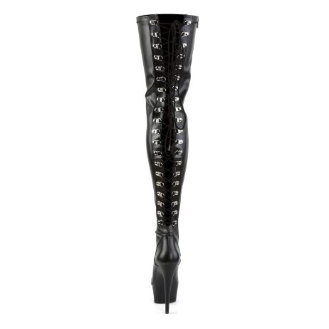 Pleaser DELIGHT-3063 DEL3063/B/PU Stivali Sopra il Ginocchio  Tacco Altissimo 15 Plateau 4.5 Nero DEL3063/B/PU