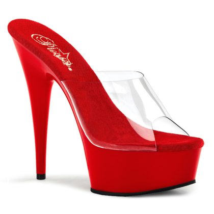 Pleaser DELIGHT-601 DEL601/C/R Sabot Donna  Tacco Altissimo 15 Plateau 4.5 Trasparente DEL601/C/R