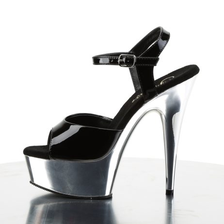 Pleaser DELIGHT-609 DEL609/B/SCH Sandali con Cinturino  Tacco Altissimo 15 Plateau 4.5 Nero DEL609/B/SCH