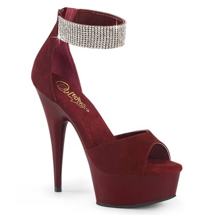 Pleaser DELIGHT-625 DEL625/BYFS/M Sandali Donna  Tacco Altissimo 15 Plateau 4.5 Rosso Borgogna DEL625/BYFS/M