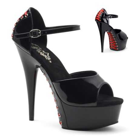 Pleaser DELIGHT-660FH DEL660FH/B/M Sandali Donna  Tacco Altissimo 15 Plateau 4.5 Nero DEL660FH/B/M