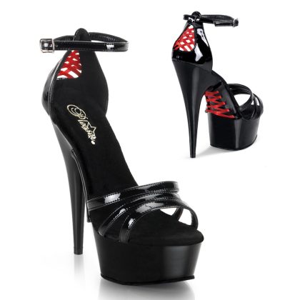 Pleaser DELIGHT-662 DEL662/B/M Sandali Donna  Tacco Altissimo 15 Plateau 4.5 Nero DEL662/B/M